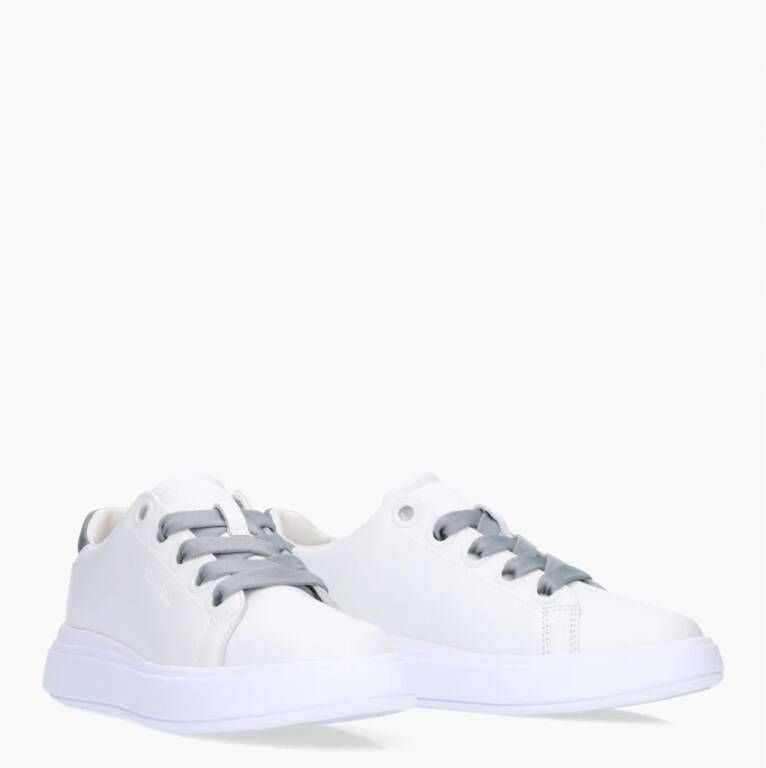 Calvin Klein Bicolor leren sneakers reliëf logo White Dames