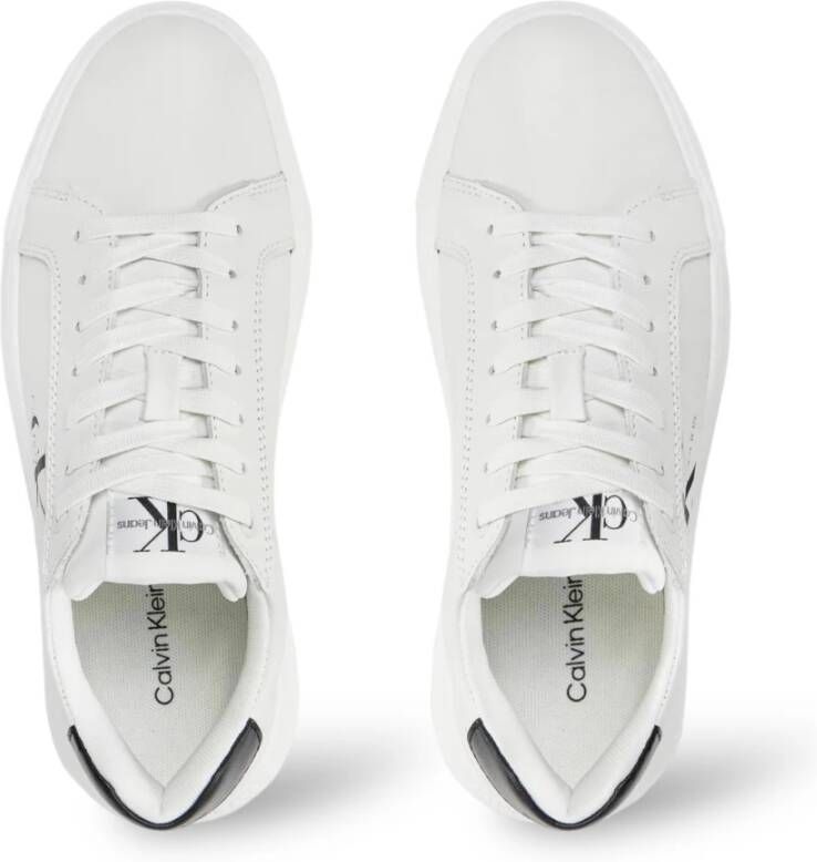 Calvin Klein Bright White Black Chunky Cupsole Sneakers White Dames