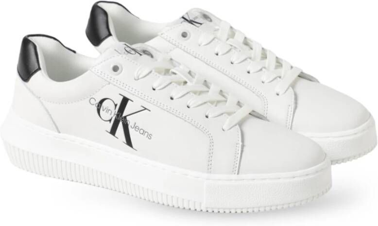 Calvin Klein Bright White Black Chunky Cupsole Sneakers White Dames