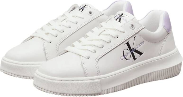 Calvin Klein Bright White Pastel Lilac Sneakers White Dames