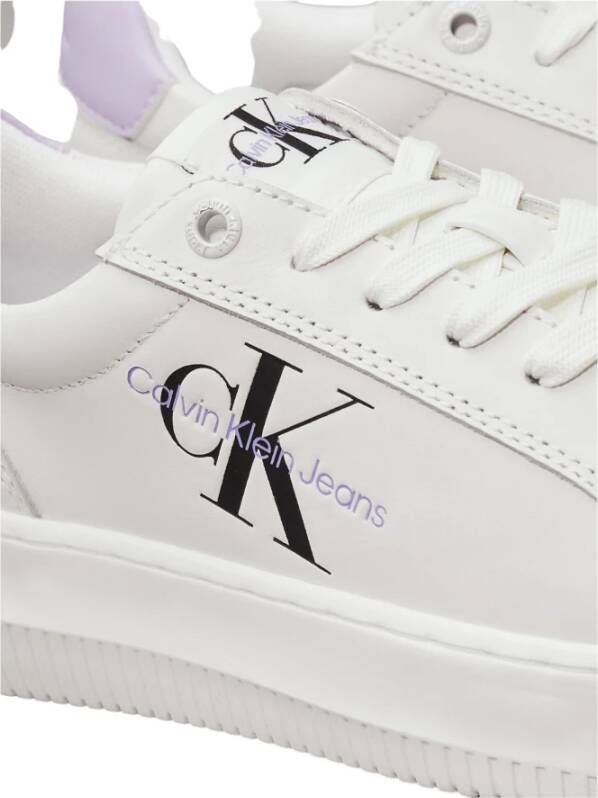 Calvin Klein Bright White Pastel Lilac Sneakers White Dames