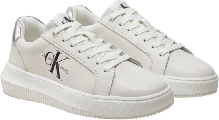 Calvin Klein Bright White Silver Chunky Sneakers White Dames