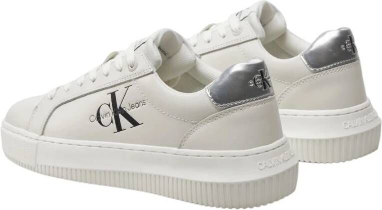 Calvin Klein Bright White Silver Chunky Sneakers White Dames