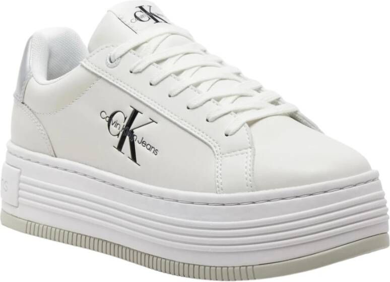 Calvin Klein Bright White Silver Low Lace Sneakers White Dames