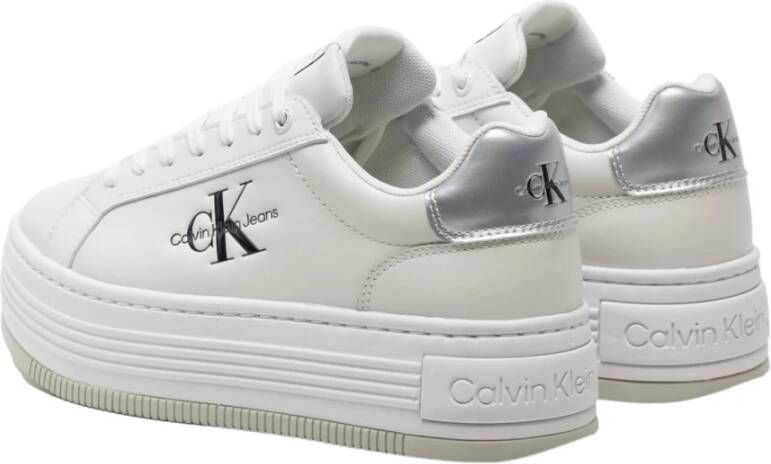 Calvin Klein Bright White Silver Low Lace Sneakers White Dames