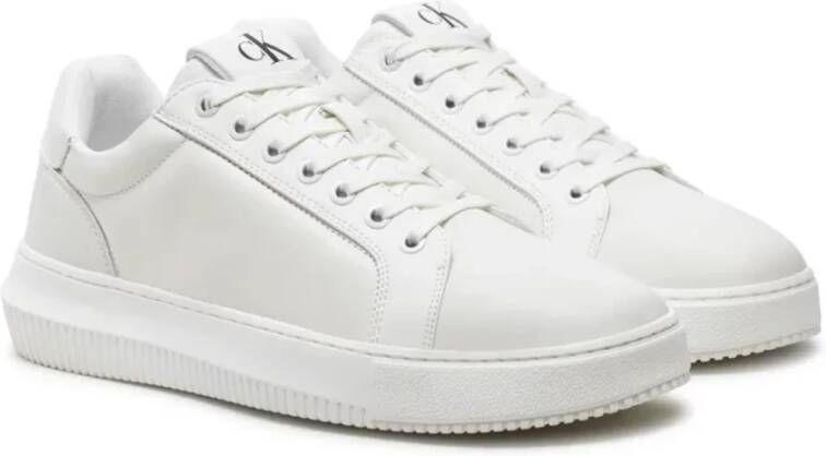 Calvin Klein Chunky Leren Sneakers Wit White Heren