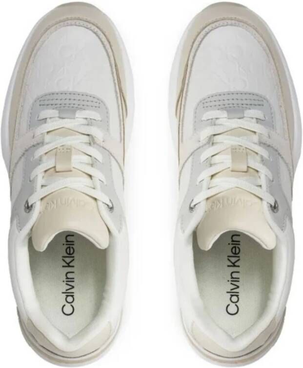 Calvin Klein Elevated Runner Mono Mix Sneakers White Dames