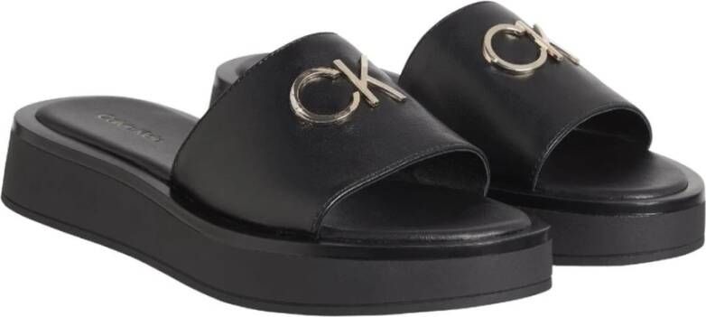 Calvin Klein Flatform Sliders Zwart Dames