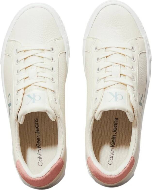 Calvin Klein Gedurfde Vulc Platte Lage Leren Sneakers White Dames