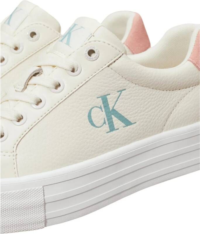 Calvin Klein Gedurfde Vulc Platte Lage Leren Sneakers White Dames