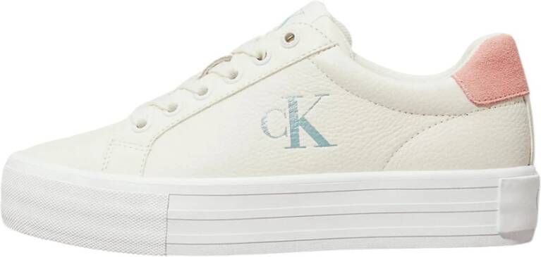 Calvin Klein Gedurfde Vulc Platte Lage Leren Sneakers White Dames