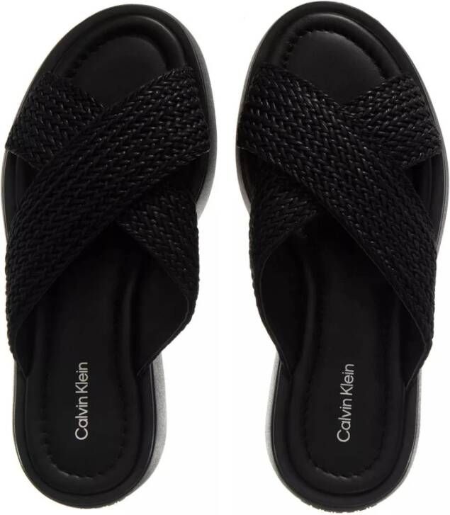 Calvin Klein Geweven Slide Zwarte Plateau Sandaal Black Dames