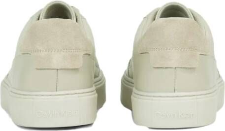 Calvin Klein Grijze Vetersneakers Rubberen Zool Beige Heren