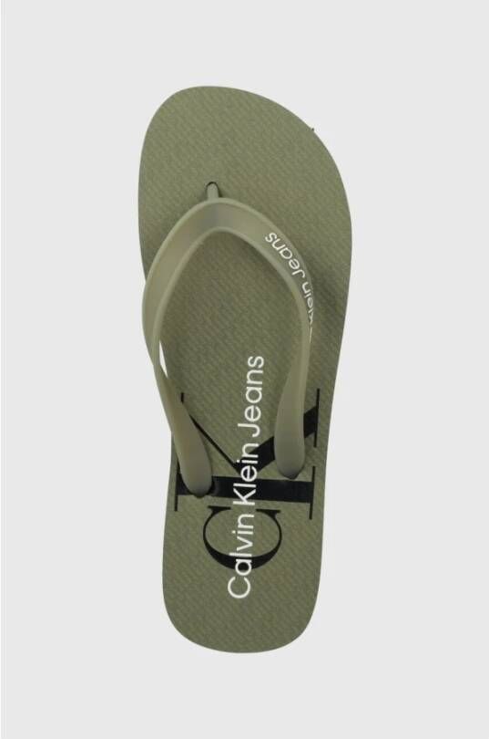 Calvin Klein Groene platte schoenen met logoprint Green Heren