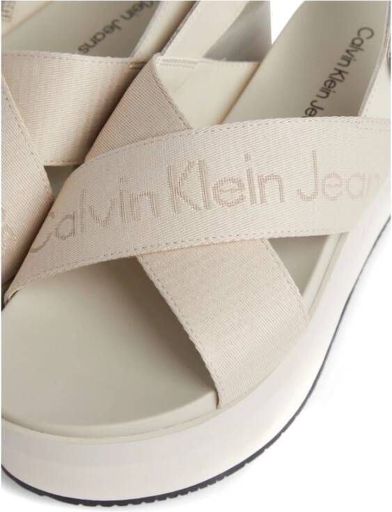 Calvin Klein Jeans Beige Platte Sandaal Sling Beige Dames