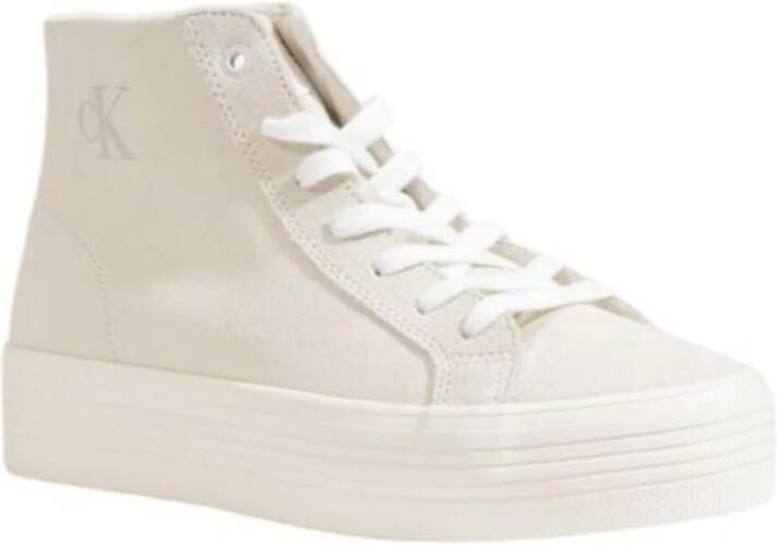 Calvin Klein Jeans Casual Suède Leren Sneaker Beige Dames