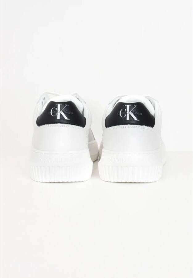 Calvin Klein Jeans Klassieke Cupsole Leren Sneakers Wit Zwart White Heren