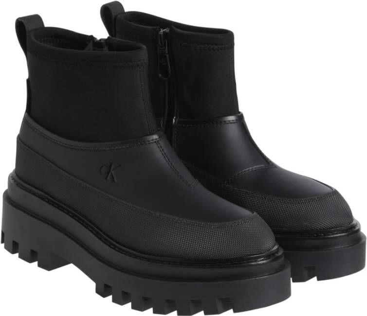 Calvin Klein Jeans Lage Flatform Zwarte Regenlaarzen Black Dames