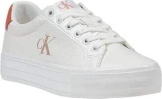 Calvin Klein Jeans Lage Leren Sneakers White Dames