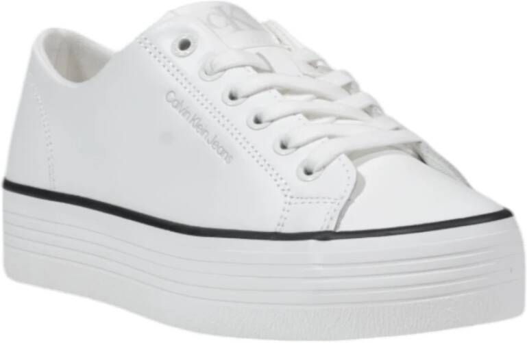 Calvin Klein Jeans Leren Dames Sneakers Lente Zomer Collectie White Dames