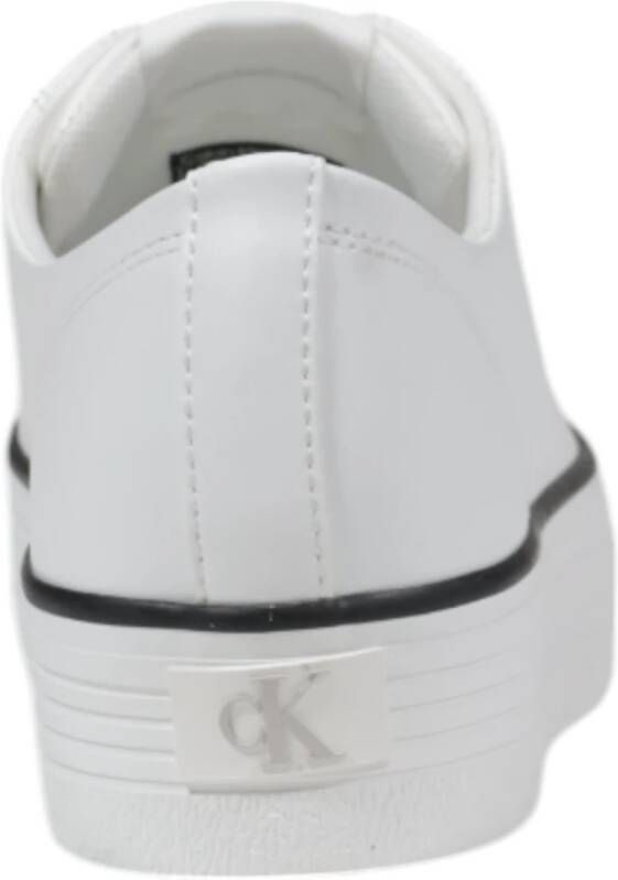 Calvin Klein Jeans Leren Dames Sneakers Lente Zomer Collectie White Dames