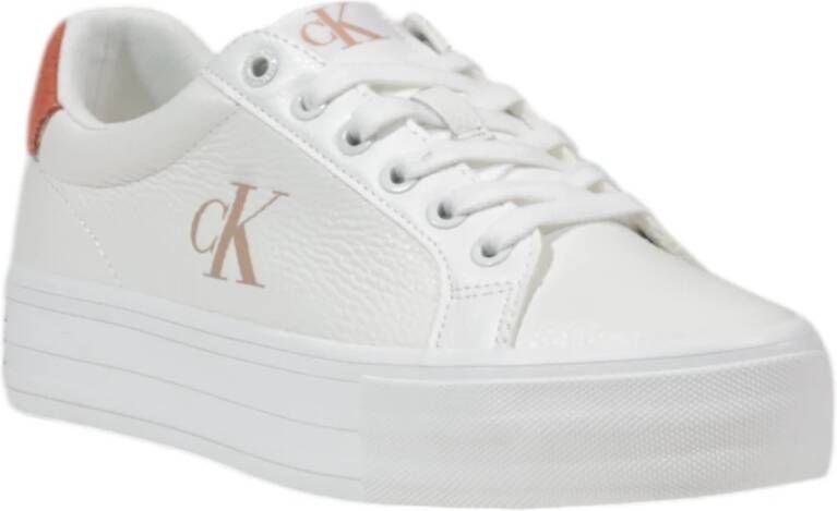 Calvin Klein Jeans Leren Dames Sneakers Lente Zomer Collectie White Dames