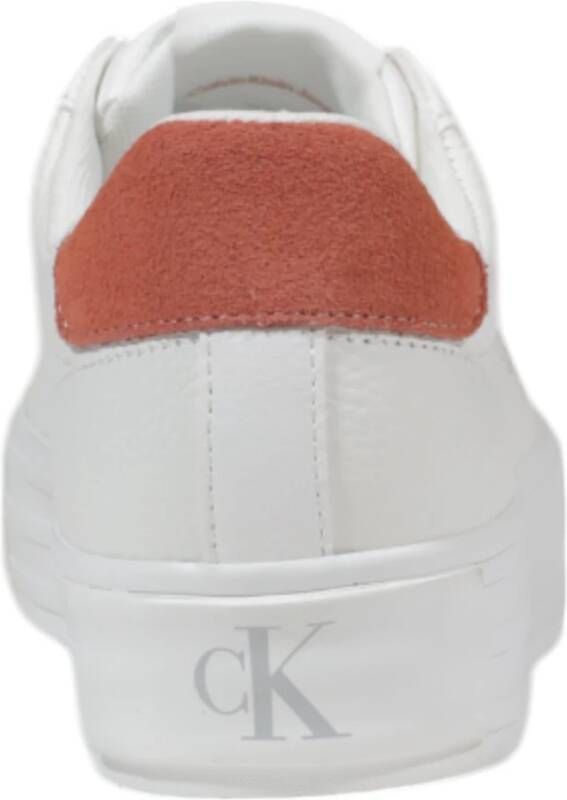 Calvin Klein Jeans Leren Dames Sneakers Lente Zomer Collectie White Dames