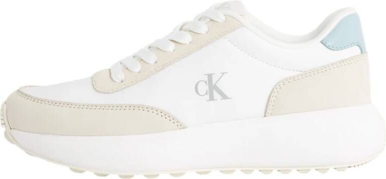 Calvin Klein Jeans Leren Damessneakers Lente Zomer Collectie Beige Dames