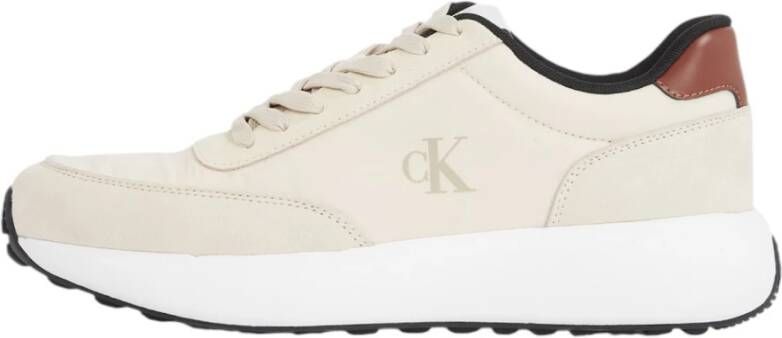 Calvin Klein Jeans Leren Heren Sneakers Lente Zomer Collectie Beige Heren