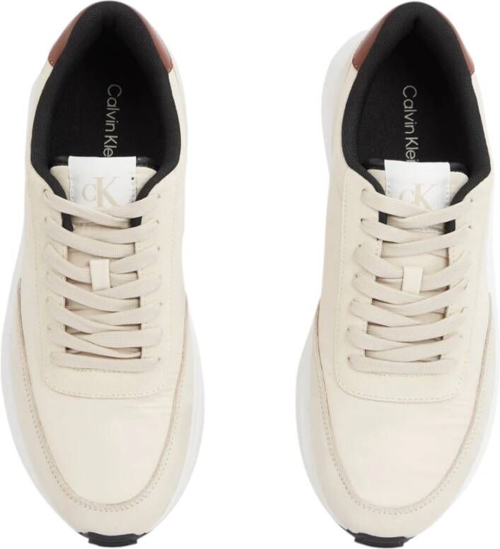 Calvin Klein Jeans Leren Heren Sneakers Lente Zomer Collectie Beige Heren