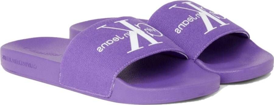 Calvin Klein Jeans Monogram Paarse Slippers Purple Dames