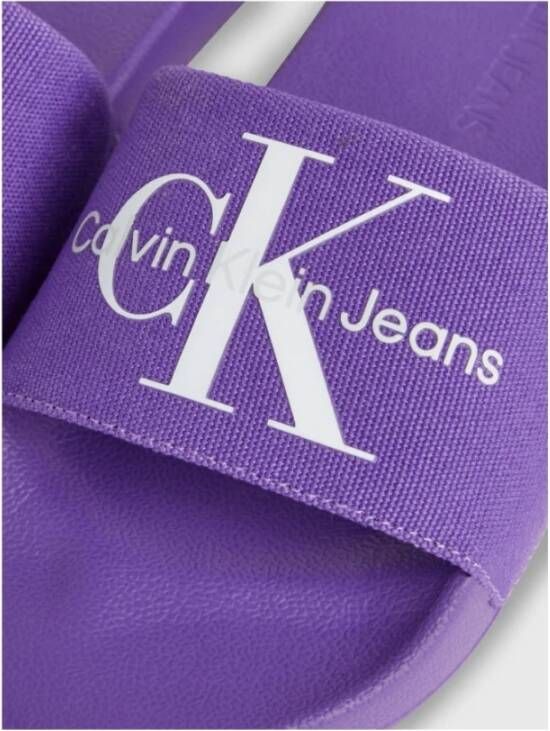 Calvin Klein Jeans Monogram Paarse Slippers Purple Dames