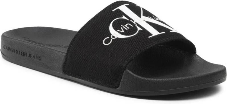 Calvin Klein Jeans Monogram Slide Sandalen Lente Zomer Collectie Black Dames