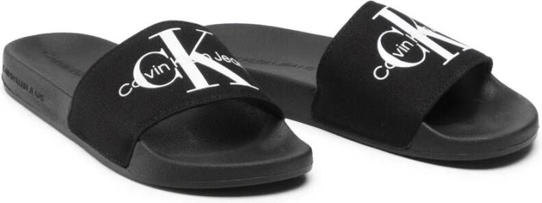 Calvin Klein Jeans Monogram Slide Sandalen Lente Zomer Collectie Black Dames