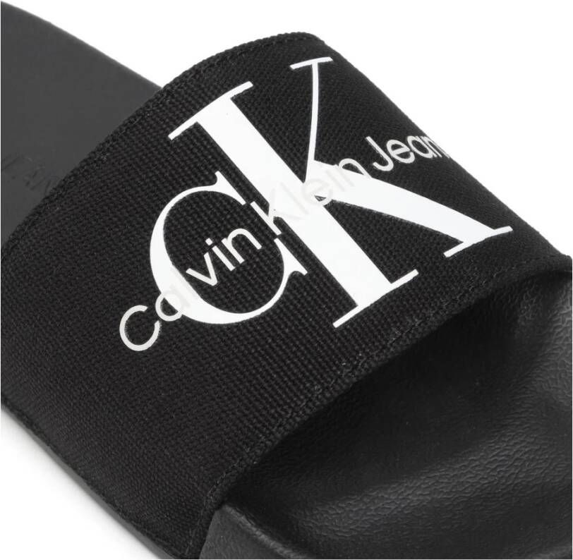 Calvin Klein Jeans Monogram Slide Sandalen Lente Zomer Collectie Black Dames