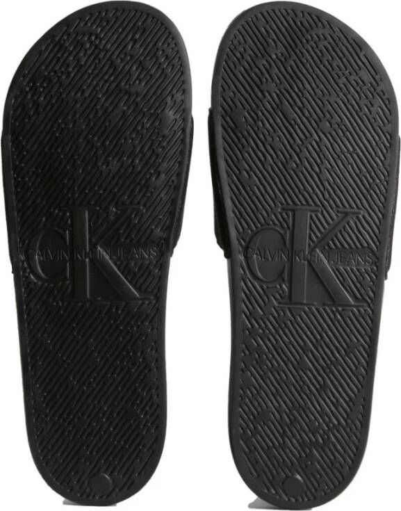 Calvin Klein Jeans Monogram Zwarte Slippers Wit Black Heren