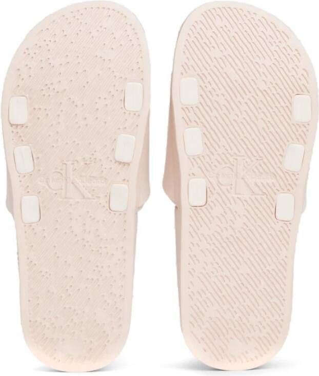 Calvin Klein Jeans Peach Blush White Monogram Slippers Beige Dames