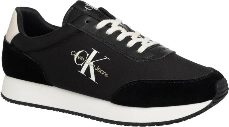 Calvin Klein Jeans Retro Runner Sneakers Plain Lace Closure Black Heren