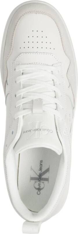 Calvin Klein Jeans Leren Vetersluiting Effen Patroon Sneakers White Heren