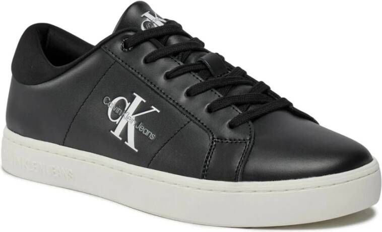 Calvin Klein Jeans Stijlvolle leren sneakers met rubberen zool Black Heren