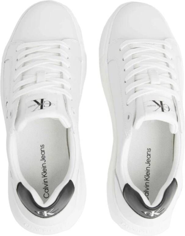 Calvin Klein Jeans Witte Casual Leren Sneakers oor rouwen White Dames