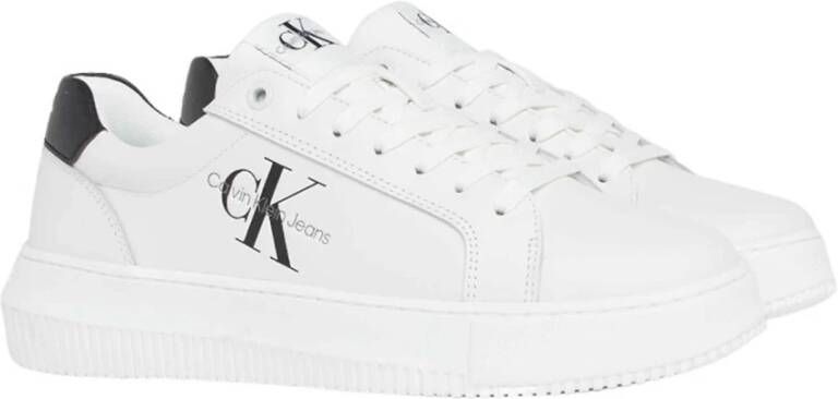 Calvin Klein Jeans Witte Casual Leren Sneakers oor rouwen White Dames