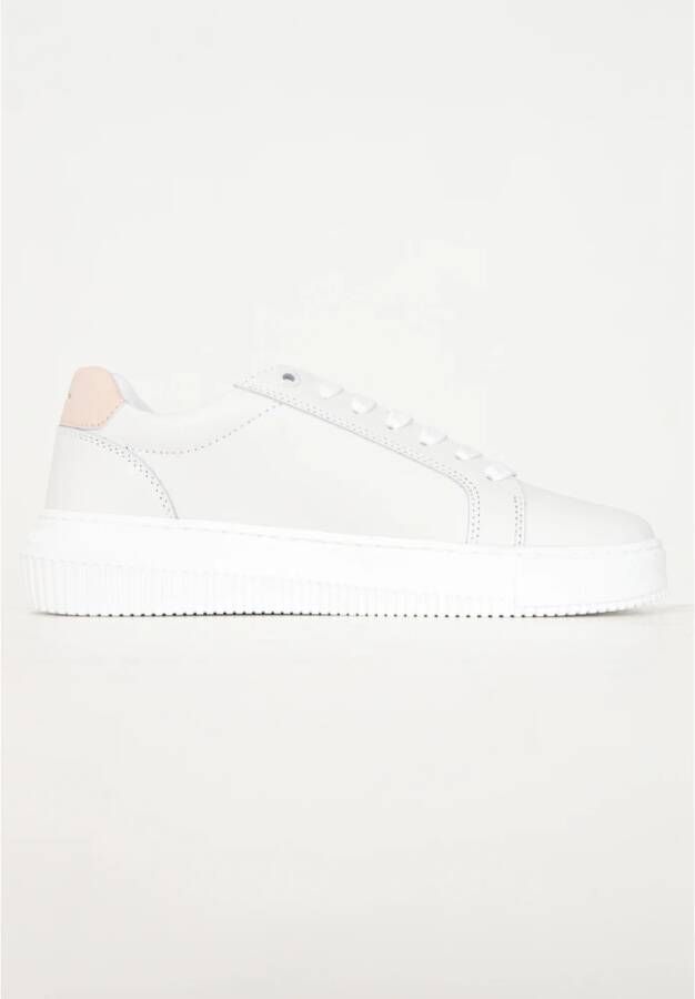 Calvin Klein Jeans Witte Damessneakers met Roze Details White Dames