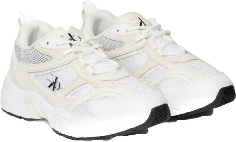 Calvin Klein Jeans Witte Mesh Tennissneakers White Dames