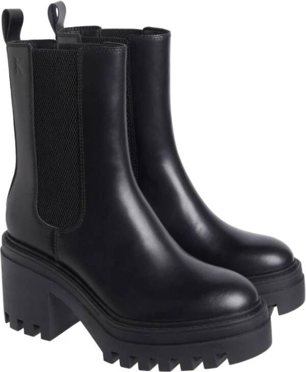 Calvin Klein Jeans Zwarte Chunky Heeled Chelsea Enkellaarzen Black Dames