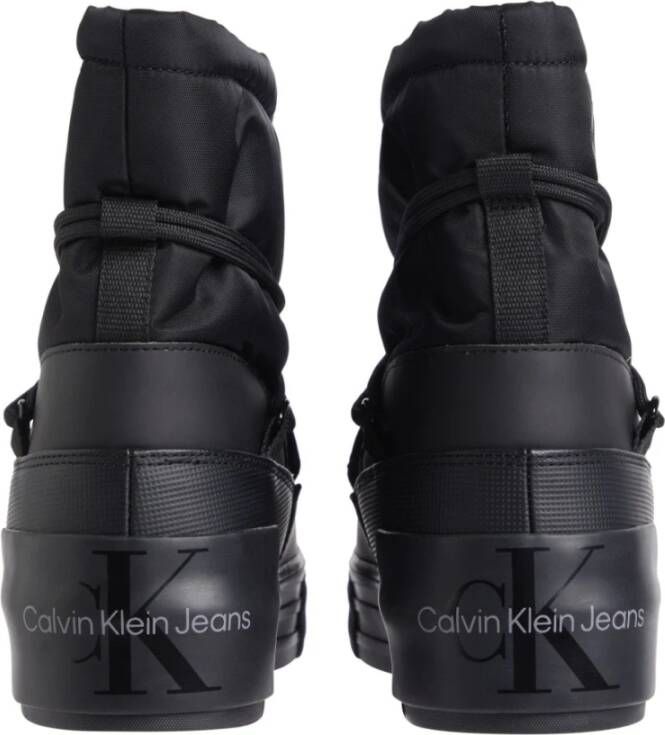 Calvin Klein Jeans Zwarte Flatform Sneeuw Enkellaarzen Black Dames