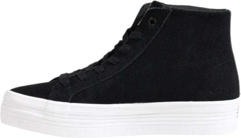 Calvin Klein Jeans Zwarte Leren Sneakers met Rubberen Zool Black Dames