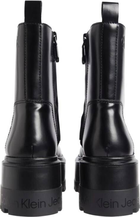 Calvin Klein Jeans Zwarte Veters Flatform Booties Black Dames