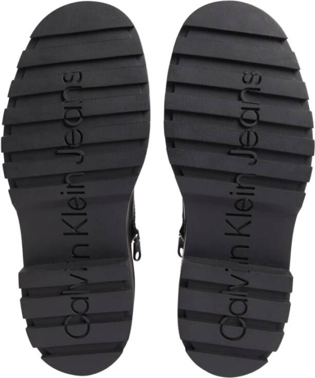 Calvin Klein Jeans Zwarte Veters Flatform Booties Black Dames