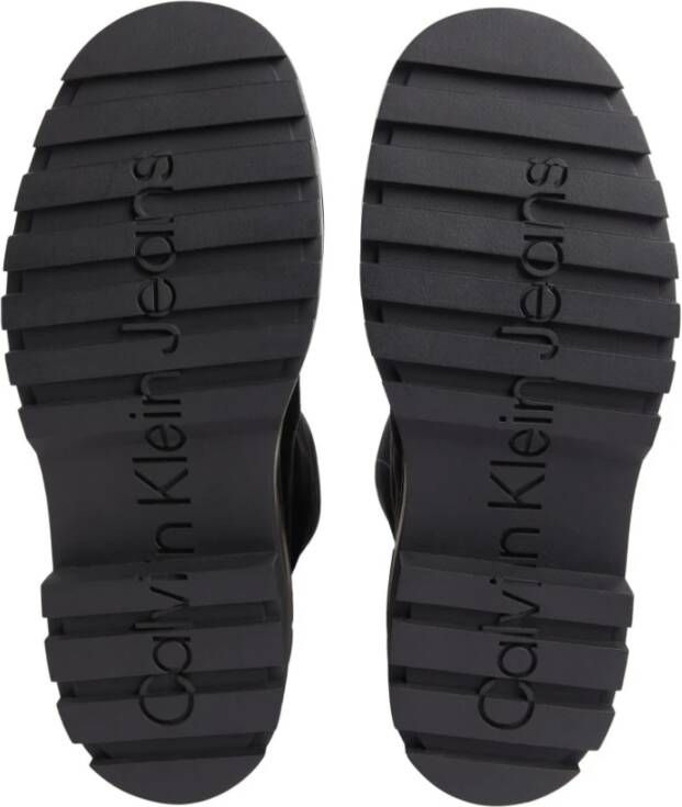 Calvin Klein Jeans Zwarte Zip Flatform Enkellaarsjes Black Dames